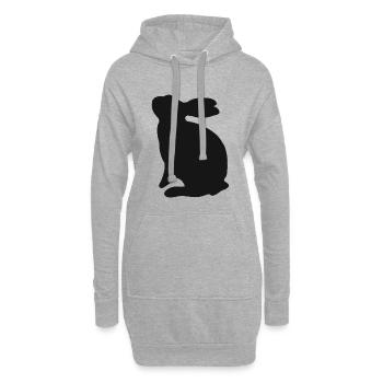 Häschen süßer Hase Haustier Ostern Osterhase Hasen - Hoodie-Kleid - Grau meliert - Vorne