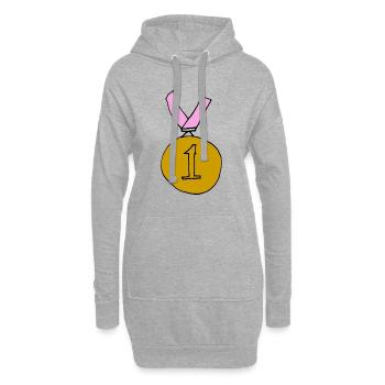 Gewinnerin 1.Platz Medaille pink Mädchen Siegerin - Hoodie-Kleid - Grau meliert - Vorne