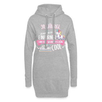 Geburtstag 30 Geburtstag Einhorn Spruch Party - Hoodie-Kleid - Grau meliert - Vorne