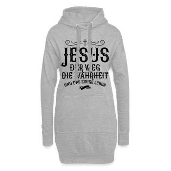 Jesus Christus Weg Wahrheit - Hoodie-Kleid - Grau meliert - Vorne