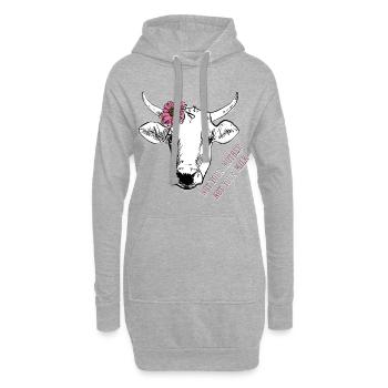 Pas ta mère, pas ton lait de vache lait vegan - Sweat-shirt à capuche long Femme - gris chiné - Devant