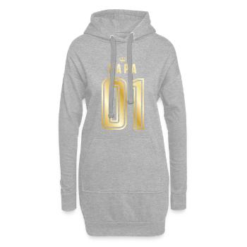 01 papa couronne or - Sweat-shirt à capuche long Femme - gris chiné - Devant