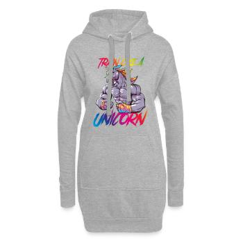 Einhorn training power fitness bunt - Hoodie-Kleid - Grau meliert - Vorne