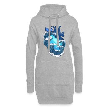 Herz Ozean Tsunami Herzschlag Wellen Meer Pazifik - Hoodie-Kleid - Grau meliert - Vorne