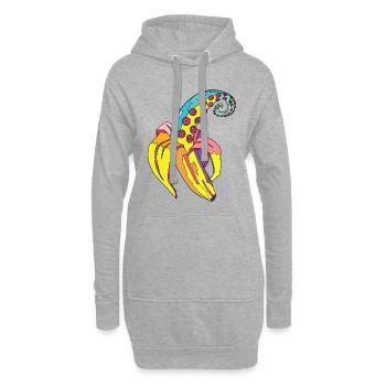 Banana octopus ink fish fruit marine ocean - Hoodie Dress - heather grey - Front