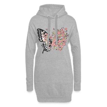 Butterflies Flowers love spring nature - Hoodie Dress - heather grey - Front