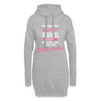 Stockschießen Eisstockschießen Eisstock Spruch - Hoodie-Kleid - Grau meliert - Vorne