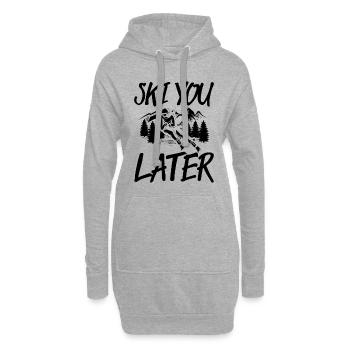 Skifahren Sprüche | Apres Ski Skifahrer Geschenke - Hoodie-Kleid - Grau meliert - Vorne