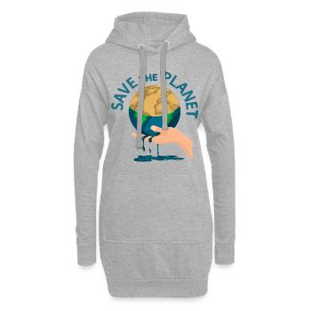 SAUVEZ LA PLANÈTE - Sweat-shirt à capuche long Femme - gris chiné - Devant