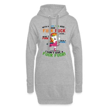 Licorne, je m'en fous - Sweat-shirt à capuche long Femme - gris chiné - Devant