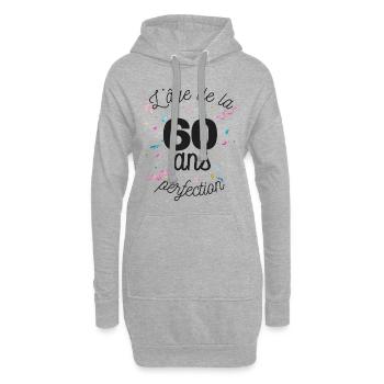 60 ans - Sweat-shirt à capuche long Femme - gris chiné - Devant
