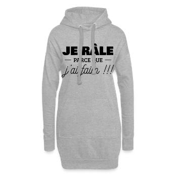 J'ai faim - Sweat-shirt à capuche long Femme - gris chiné - Devant