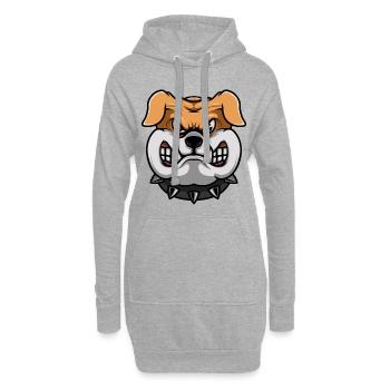bulldog head comic dog - Hoodie Dress - heather grey - Front