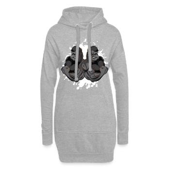 gorilla muskeln gym fitness beast - Hoodie-Kleid - Grau meliert - Vorne