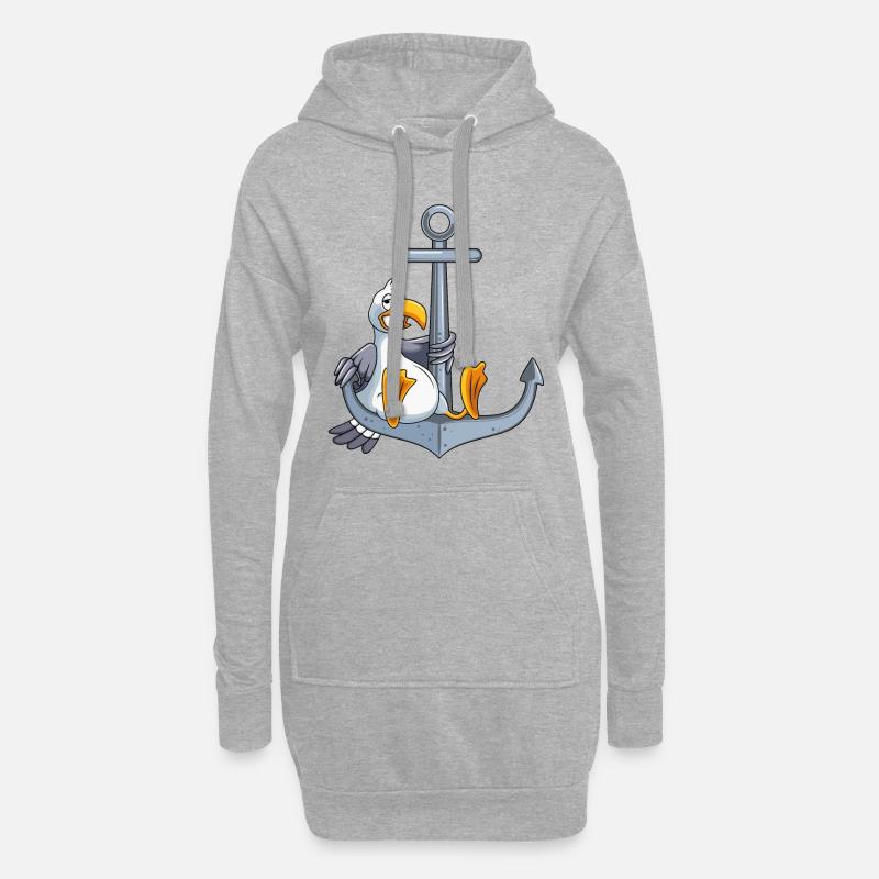 anker möwe comic - Hoodie-Kleid - Grau meliert