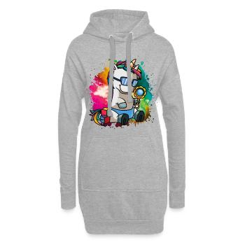 bande dessinée colorée bébé licorne - Sweat-shirt à capuche long Femme - gris chiné - Devant