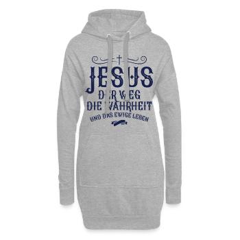 Jesus Christus Wahrheit Rettung - Hoodie-Kleid - Grau meliert - Vorne