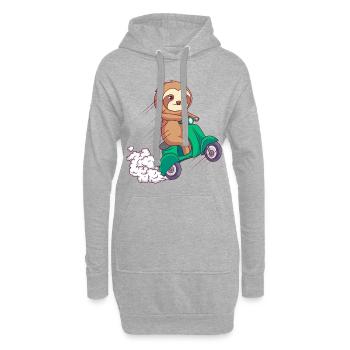 paresseux promenade en moto comique drôle - Sweat-shirt à capuche long Femme - gris chiné - Devant