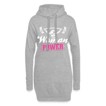Bodybuilding Frauenpower Workout Gym - Hoodie-Kleid - Grau meliert - Vorne