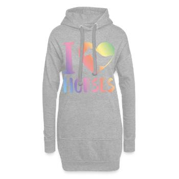 J'adore les chevaux à cheval - Sweat-shirt à capuche long Femme - gris chiné - Devant
