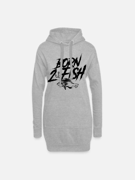 Geboren um zu Fischen Fischen - Hoodie-Kleid - Grau meliert