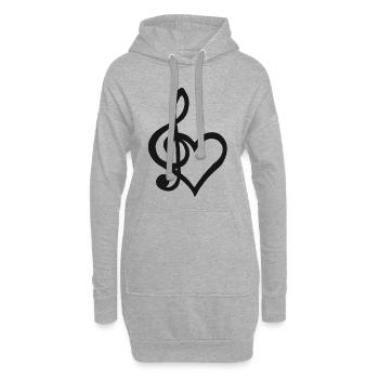 Clef Heart Singer Musique Dance Sing - Sweat-shirt à capuche long Femme - gris chiné - Devant