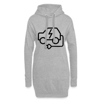 Voiture électrique et câble de recharge - Sweat-shirt à capuche long Femme - gris chiné - Devant
