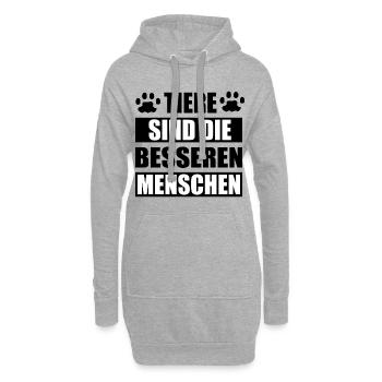 Tiere sind die besseren menschen Katze Hunde Shirt - Hoodie-Kleid - Grau meliert - Vorne