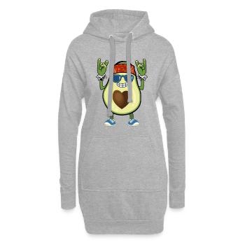 Avocado Rock Roll Hippie Metal Hand Lustig - Hoodie-Kleid - Grau meliert - Vorne