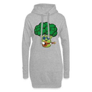 Brocoli aux légumes drôle avec des lunettes de soleil guitare - Sweat-shirt à capuche long Femme - gris chiné - Devant