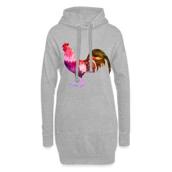 hahn polygon bunt gockel - Hoodie-Kleid - Grau meliert - Vorne
