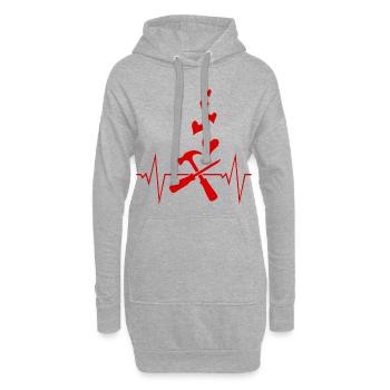 Hammer Schrauber Puls Liebe Herz - Hoodie-Kleid - Grau meliert - Vorne