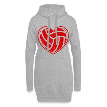 Volleyball Herz Symbol Love - Hoodie-Kleid - Grau meliert - Vorne