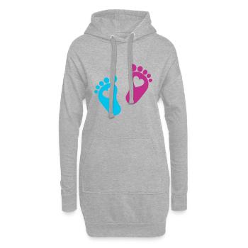 Bébé Pieds Parents Bébé Coeur Enfant Enfant Enceinte - Sweat-shirt à capuche long Femme - gris chiné - Devant