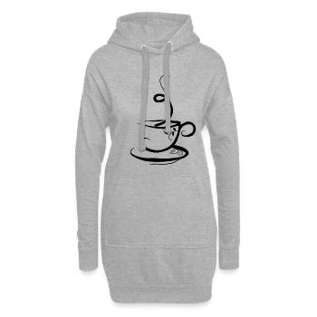 Café café café cadeau café - Sweat-shirt à capuche long Femme - gris chiné - Devant