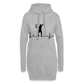 Balle de tennis EKG tennis heartbeat amateur de tennis - Sweat-shirt à capuche long Femme - gris chiné - Devant