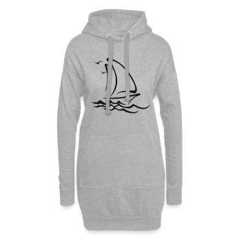Voile bateau voile - Sweat-shirt à capuche long Femme - gris chiné - Devant