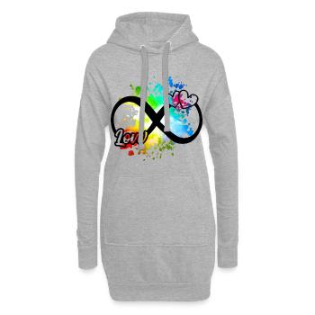 Infinity Symbol Love Herzen Bunt - Hoodie-Kleid - Grau meliert - Vorne