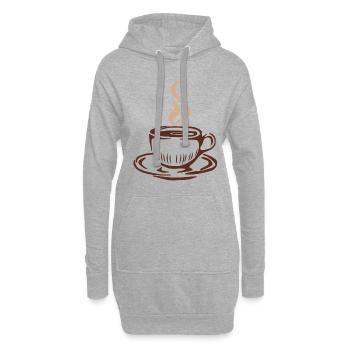 Café Café Cadeau Café - Sweat-shirt à capuche long Femme - gris chiné - Devant