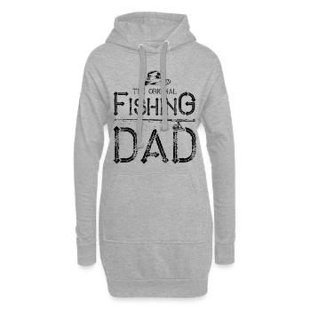 Pêche papa papa pêcheur - Sweat-shirt à capuche long Femme - gris chiné - Devant