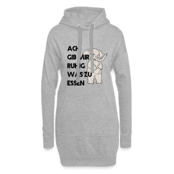 Elefant mit Hunger - Hoodie-Kleid - Grau meliert - Vorne
