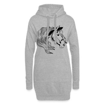 cheval tête - Sweat-shirt à capuche long Femme - gris chiné - Devant