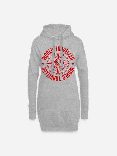 Voyage Boussole Voyage - Sweat-shirt à capuche long Femme - gris chiné