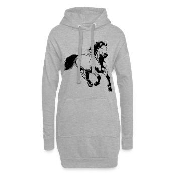 pferd reiten tier - Hoodie-Kleid - Grau meliert - Vorne
