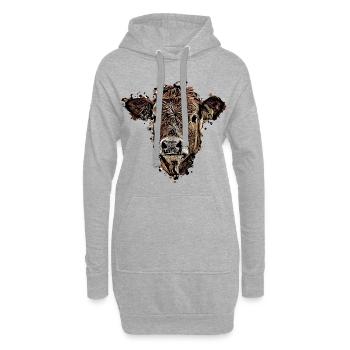 Kuh - Hoodie-Kleid - Grau meliert - Vorne