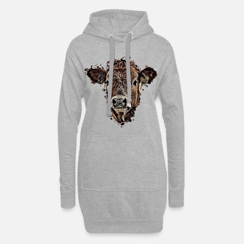Kuh - Hoodie-Kleid - Grau meliert