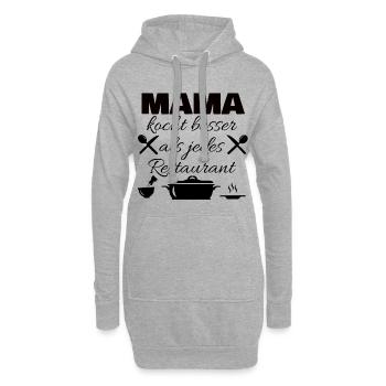 Mama kocht besser als jedes Restaurant - Hoodie-Kleid - Grau meliert - Vorne