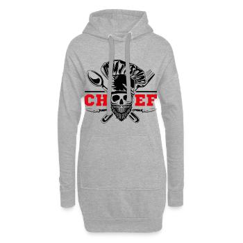 Tête de mort Chef Cuisinier - Sweat-shirt à capuche long Femme - gris chiné - Devant