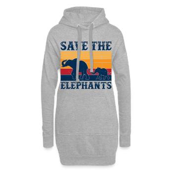 Save the elephants - Sweat-shirt à capuche long Femme - gris chiné - Devant
