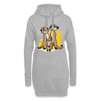 Erdmännchen Familie - Hoodie-Kleid - Grau meliert - Vorne